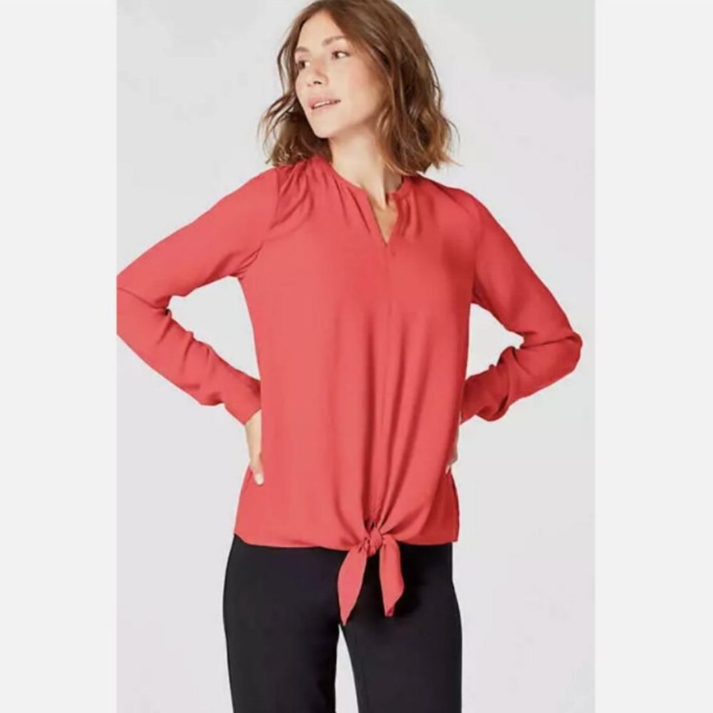 J Jill Coral Tie Front Blouse